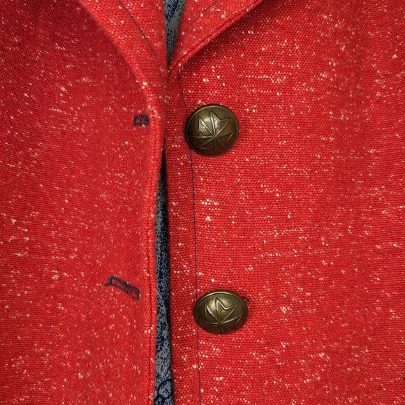 Petro Zillia Vintage Y2K Wool Blend Nubby Woven Wide Lapel Blazer in Faded Red - Picture 8 of 15